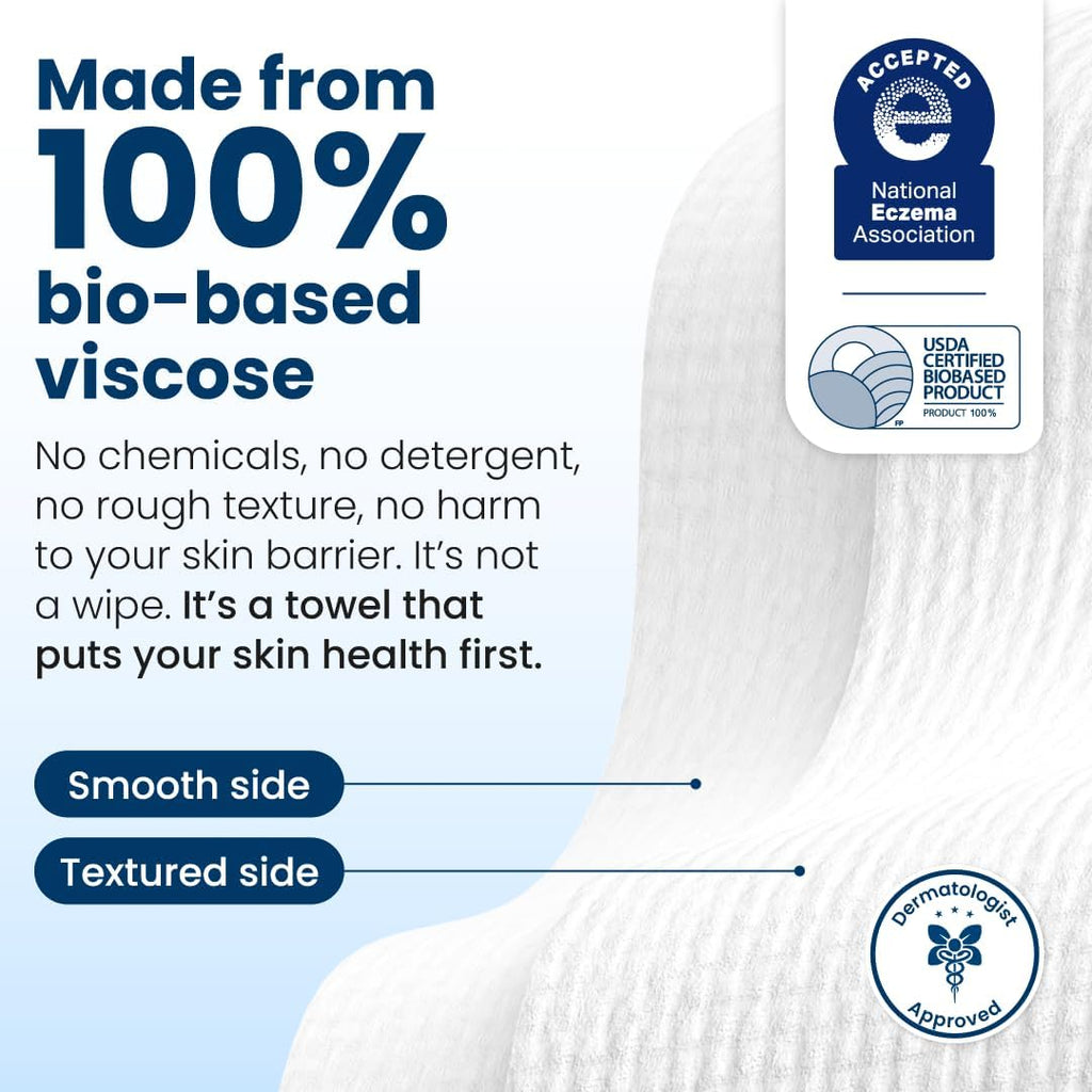 Clean Skin Club XL Biobased Disposable Face Towels (50 Count) for Sensitive Skin