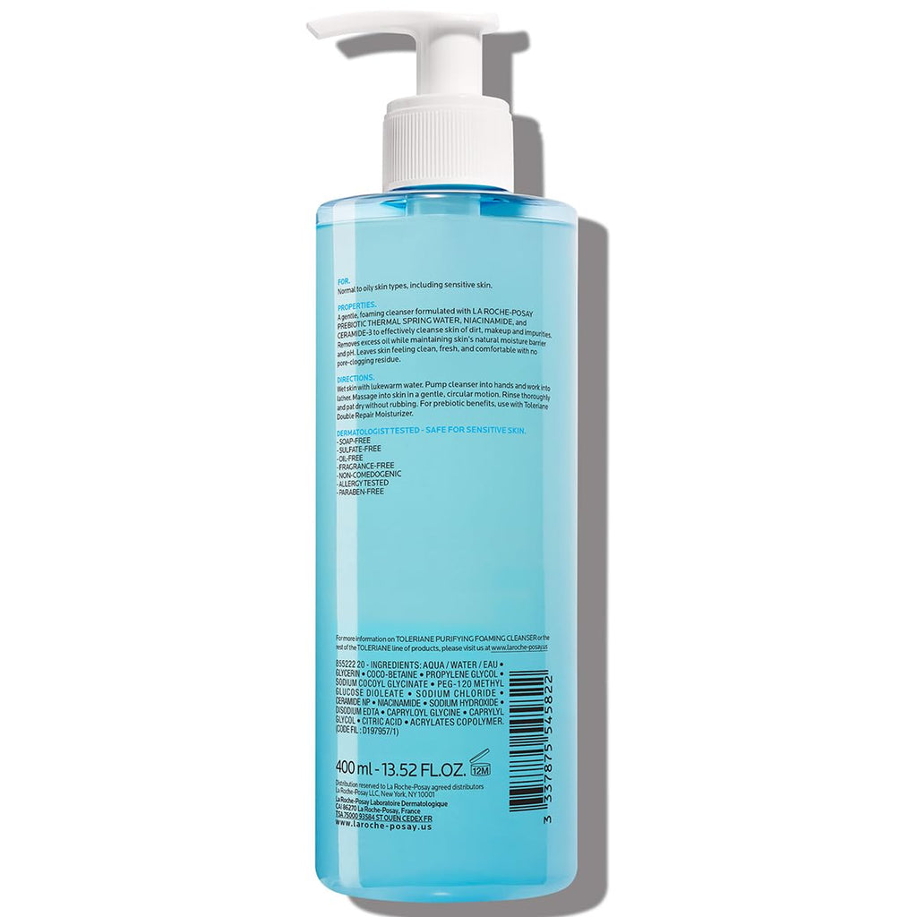 La Roche-Posay Toleriane Purifying Foaming Facial Cleanser - Oil-Free & Non-Drying for Sensitive Skin