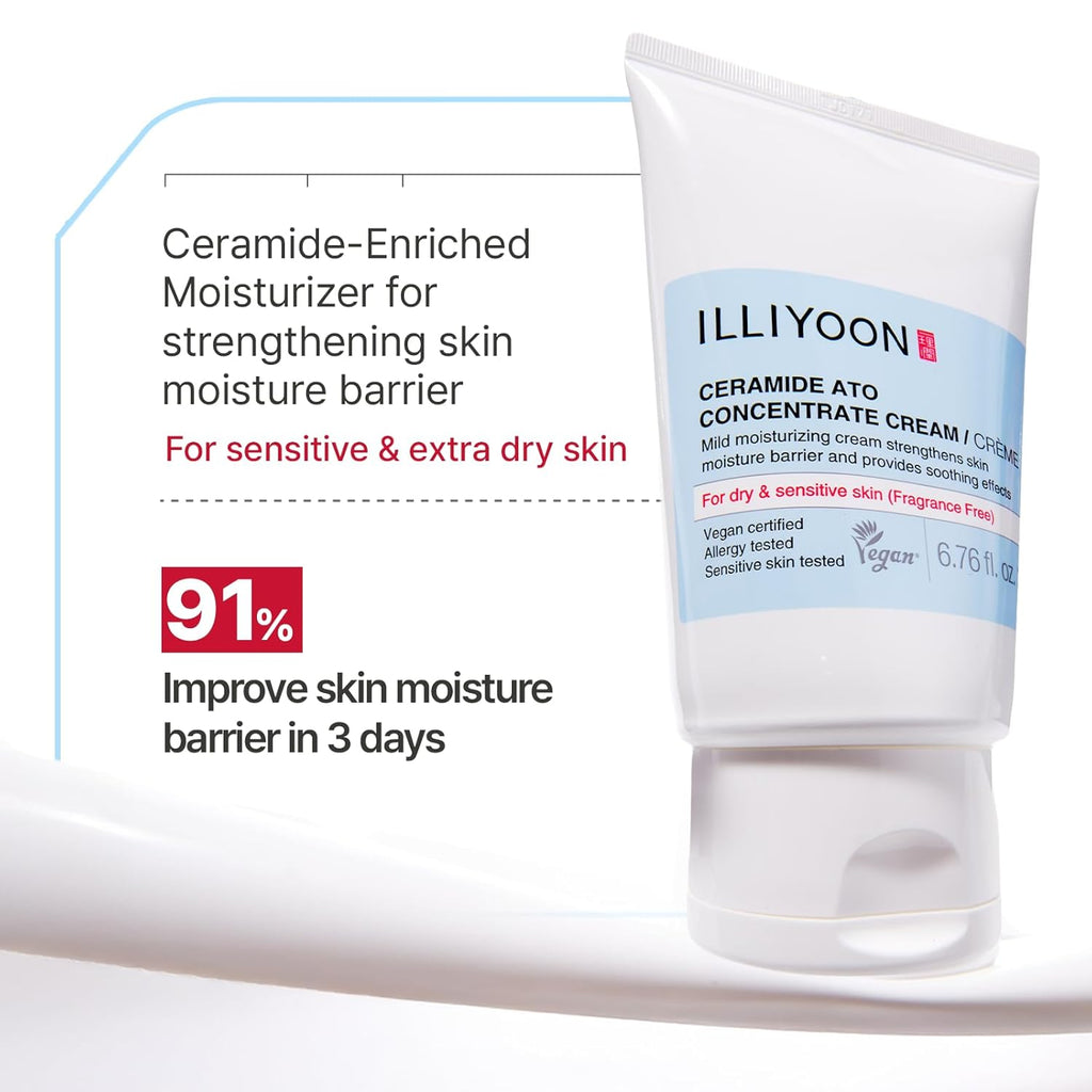 Illiyoon Ceramide Moisturizer for Dry & Sensitive Skin - 100hr Hydration, Vegan Certified