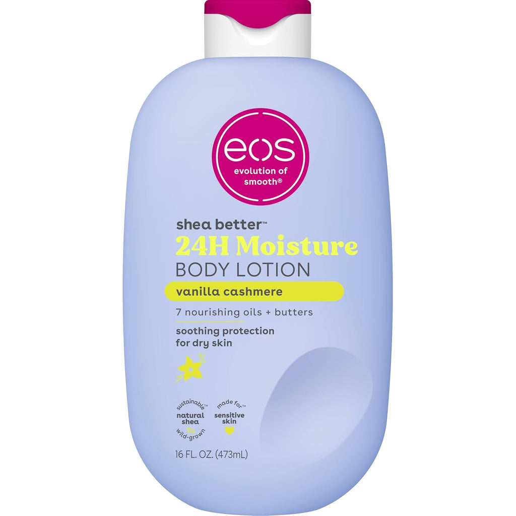eos Shea Better Body Lotion Vanilla Cashmere - 24-Hour Moisturizing, Lightweight & Non-Greasy