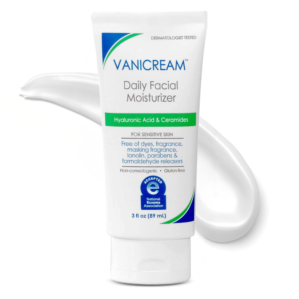 Vanicream Daily Facial Moisturizer With Ceramides & Hyaluronic Acid - Fragrance-Free for Sensitive Skin, 3 fl oz