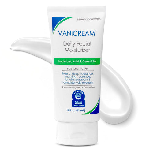 Vanicream Daily Facial Moisturizer With Ceramides & Hyaluronic Acid - Fragrance-Free for Sensitive Skin, 3 fl oz