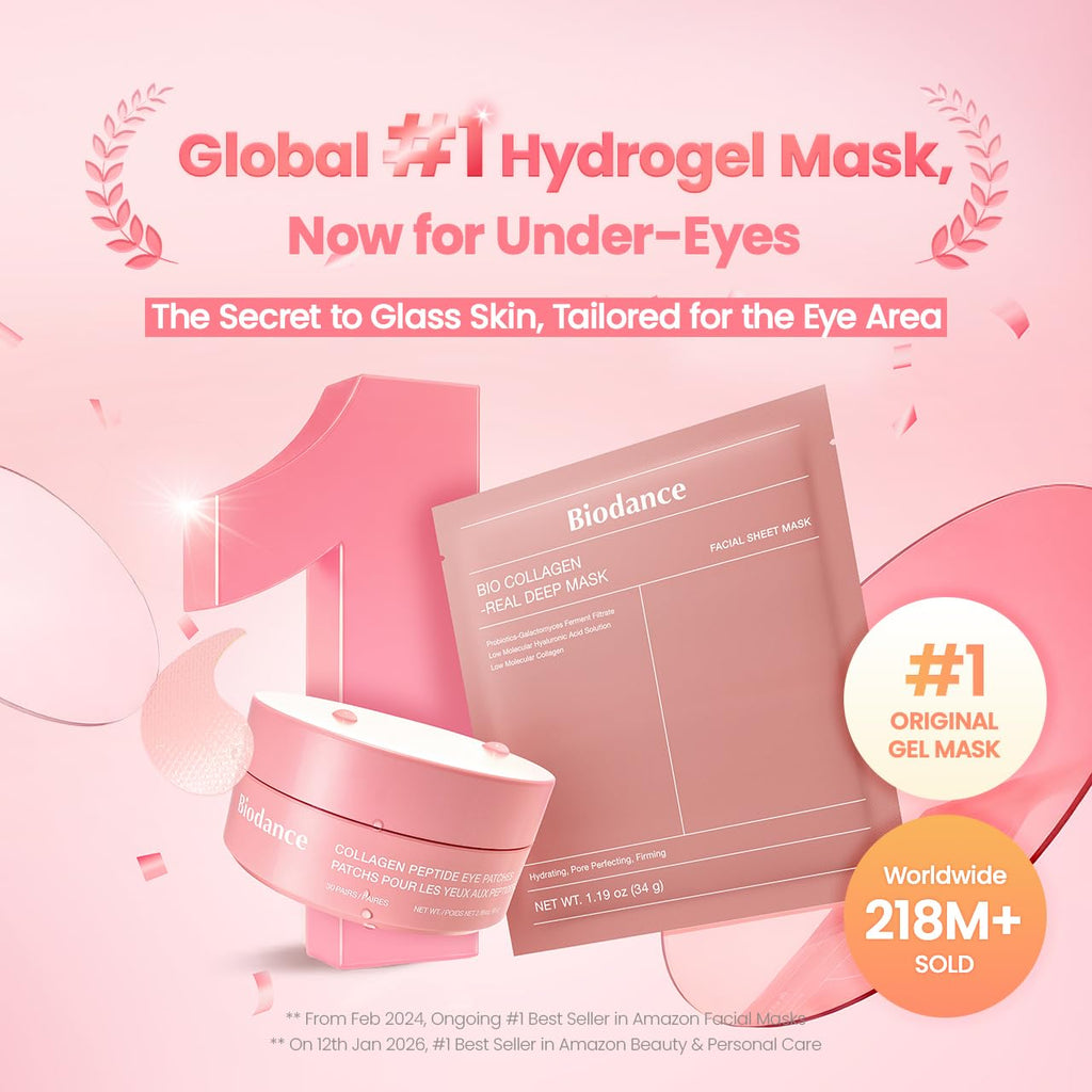 BIODANCE Collagen Peptide Eye Patches for Fine Lines & Wrinkles - 60 Count