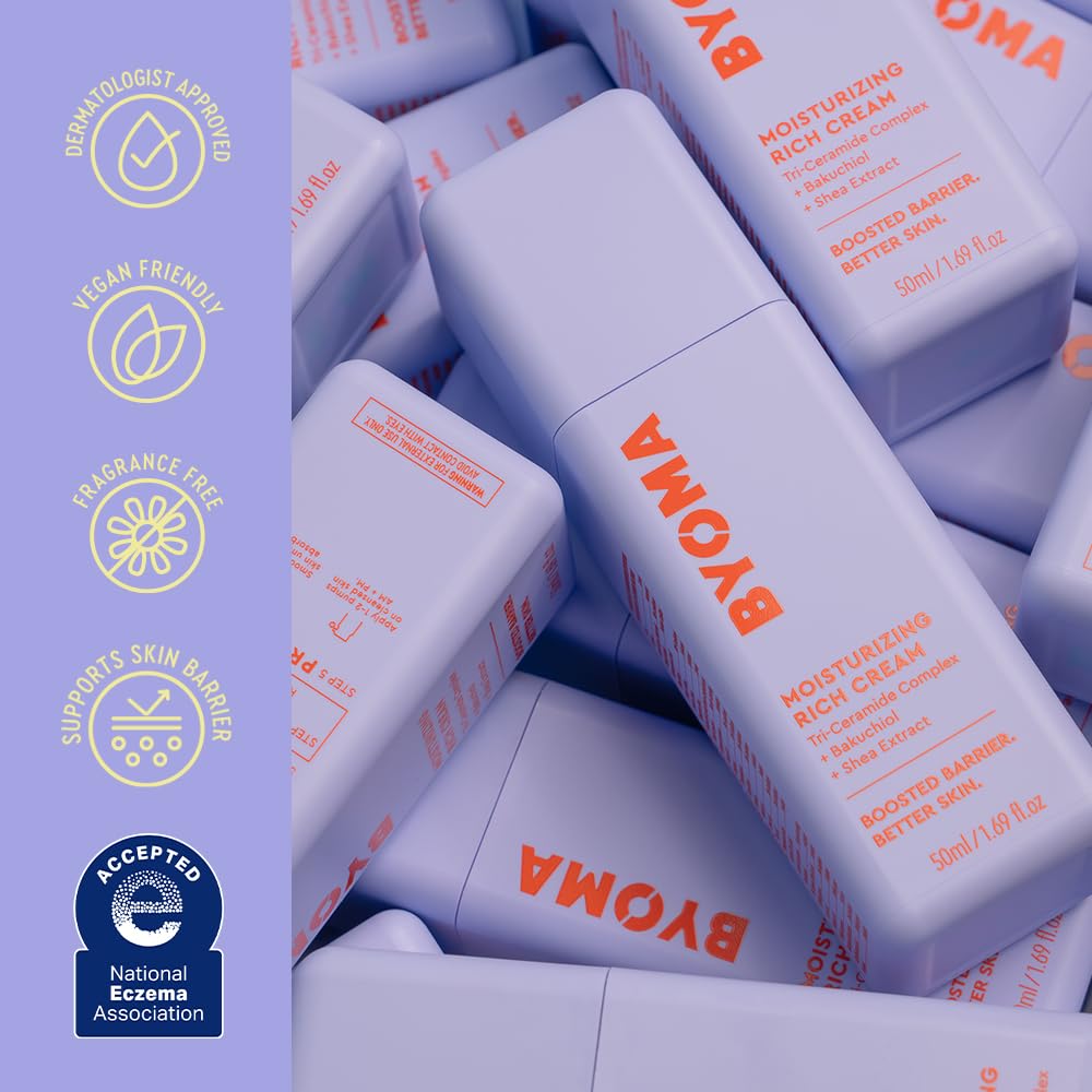 BYOMA Moisturizing Barrier Repair Cream with Bakuchiol for Dry Skin - Anti-Wrinkle, Alcohol-Free (1.69 fl.oz)