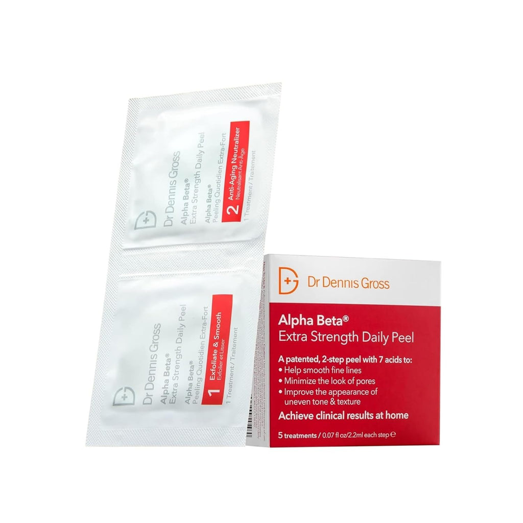 Dr. Dennis Gross Alpha Beta Extra Strength Daily Peel - 2-Step Exfoliating Pads for Smoother Skin & Radiance, 5 Treatments