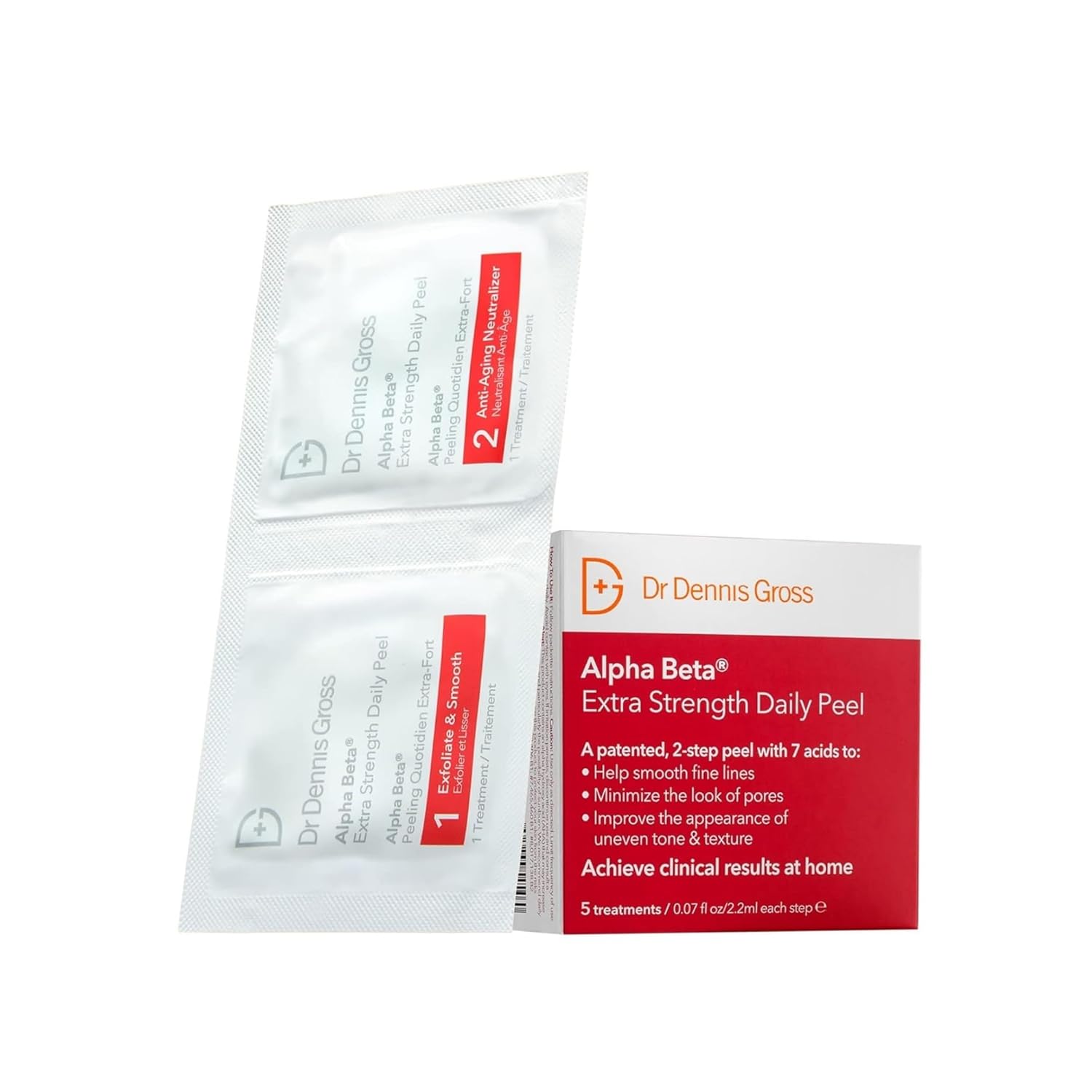 Dr. Dennis Gross Alpha Beta Extra Strength Daily Peel - 2-Step Exfoliating Pads for Smoother Skin & Radiance, 5 Treatments