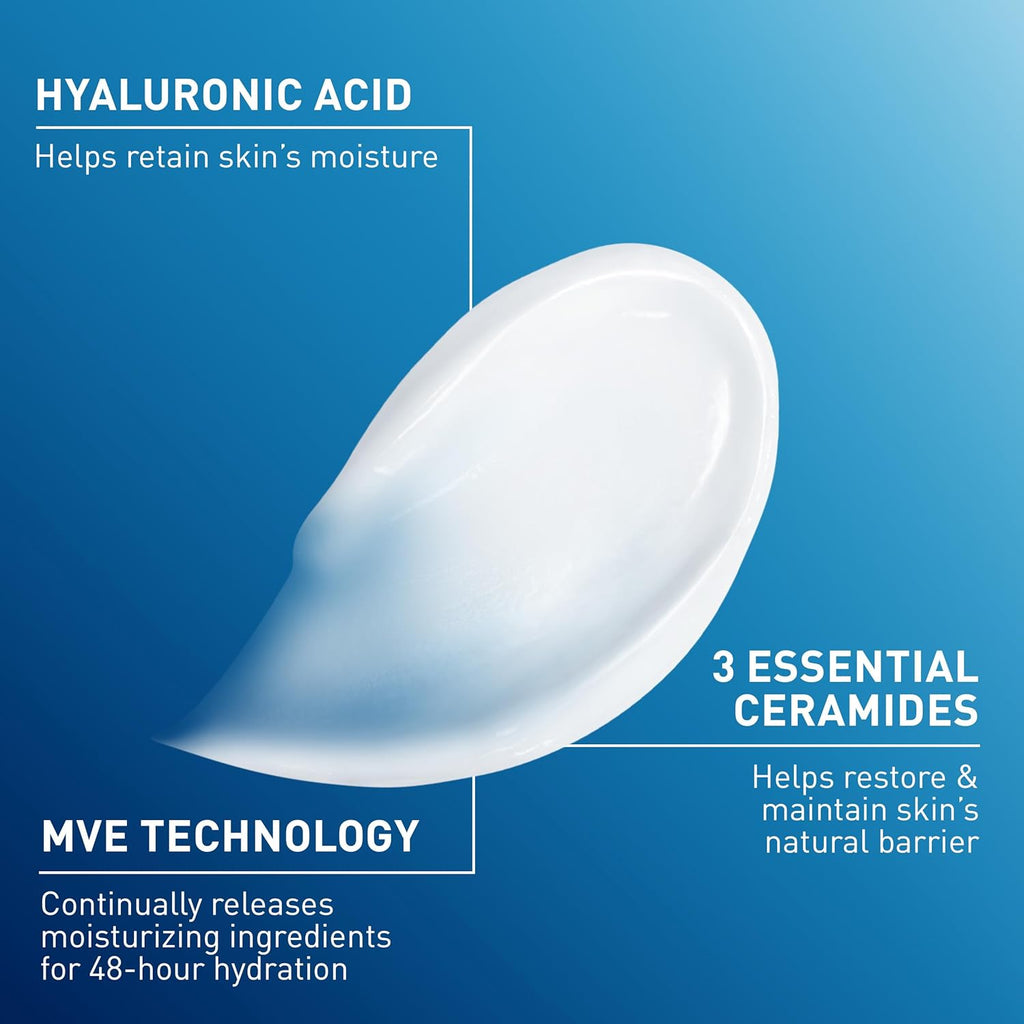 CeraVe Moisturizing Cream - 24-Hour Hydration for Dry Skin, Face & Body Cream with Ceramides & HA, 19 oz