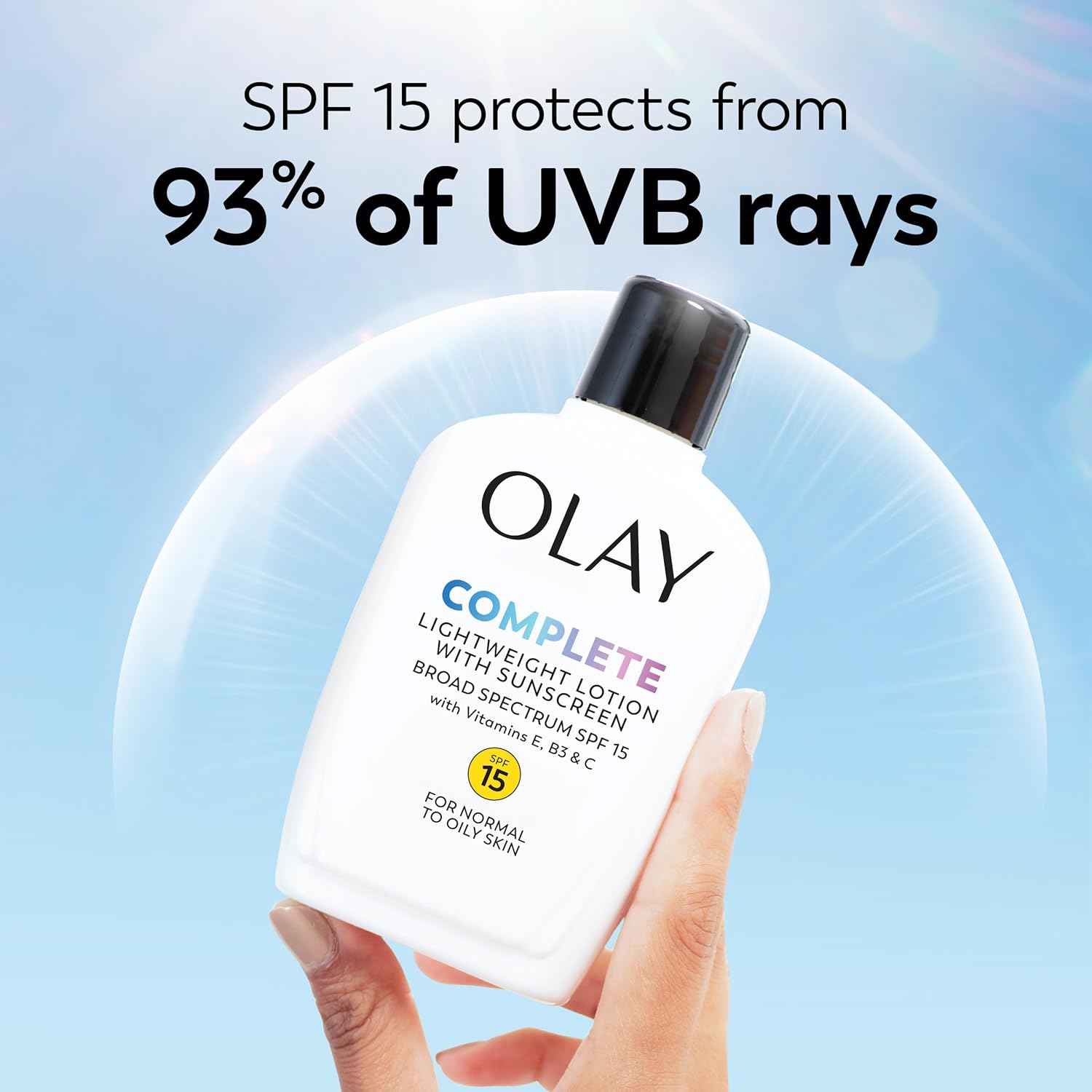 Olay Complete Face Moisturizer with SPF 15 Sunscreen - Lightweight Hydrating Lotion for Normal Skin (2 Pack)