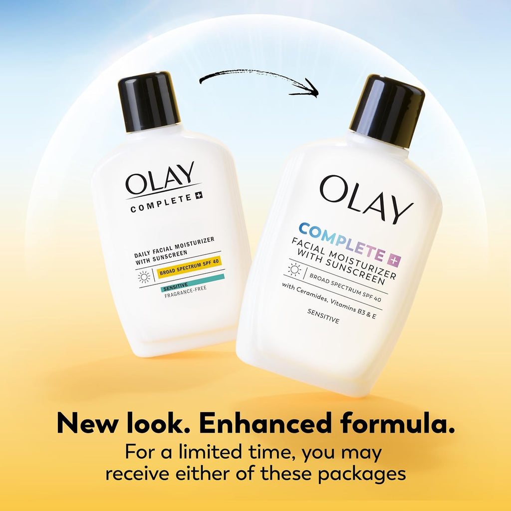 Olay Complete+ Fragrance-Free SPF 40 Face Moisturizer - No White Cast for Sensitive Skin, 6 Oz