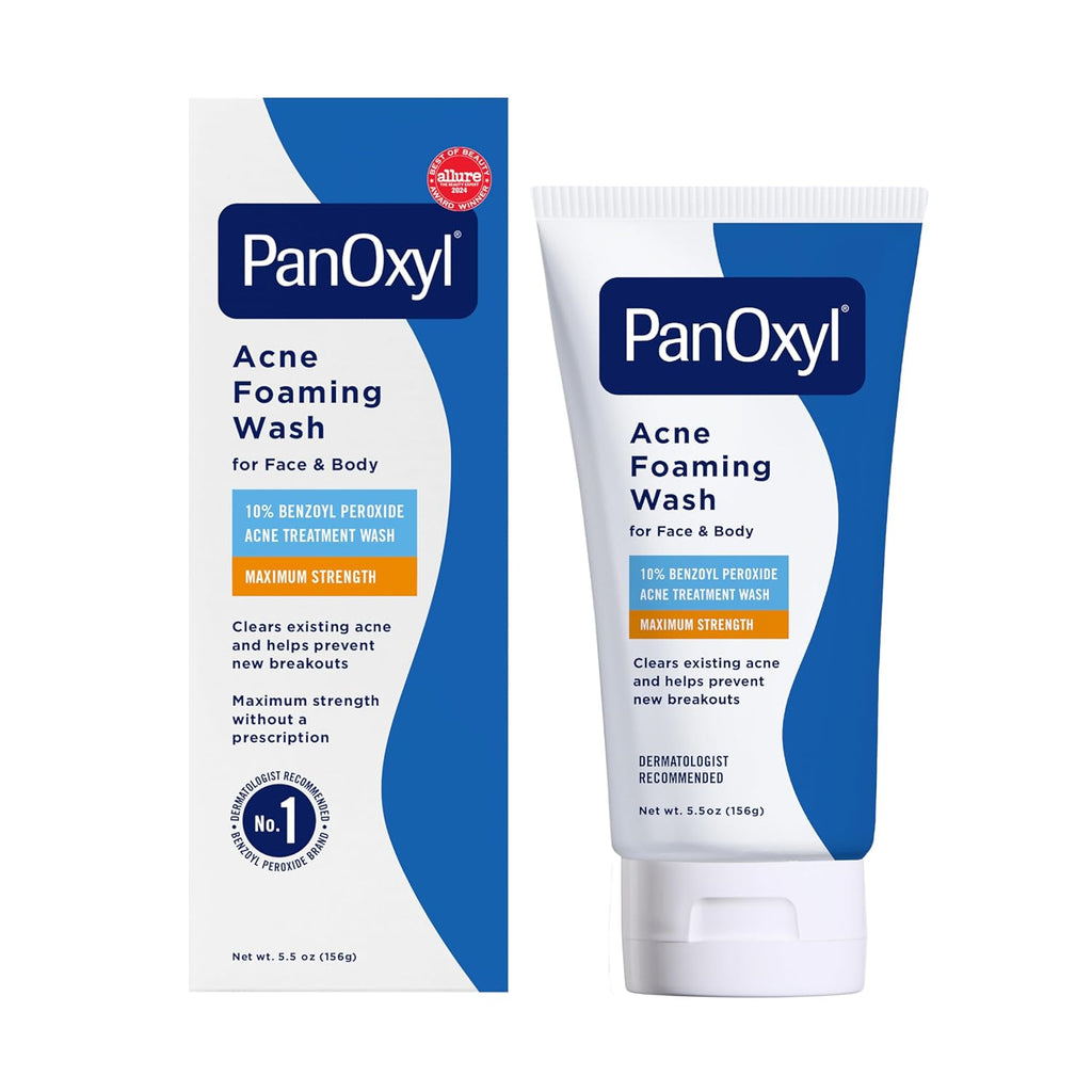 PanOxyl 10% Benzoyl Peroxide Acne Wash - Maximum Strength Daily Cleanser for Clear Skin