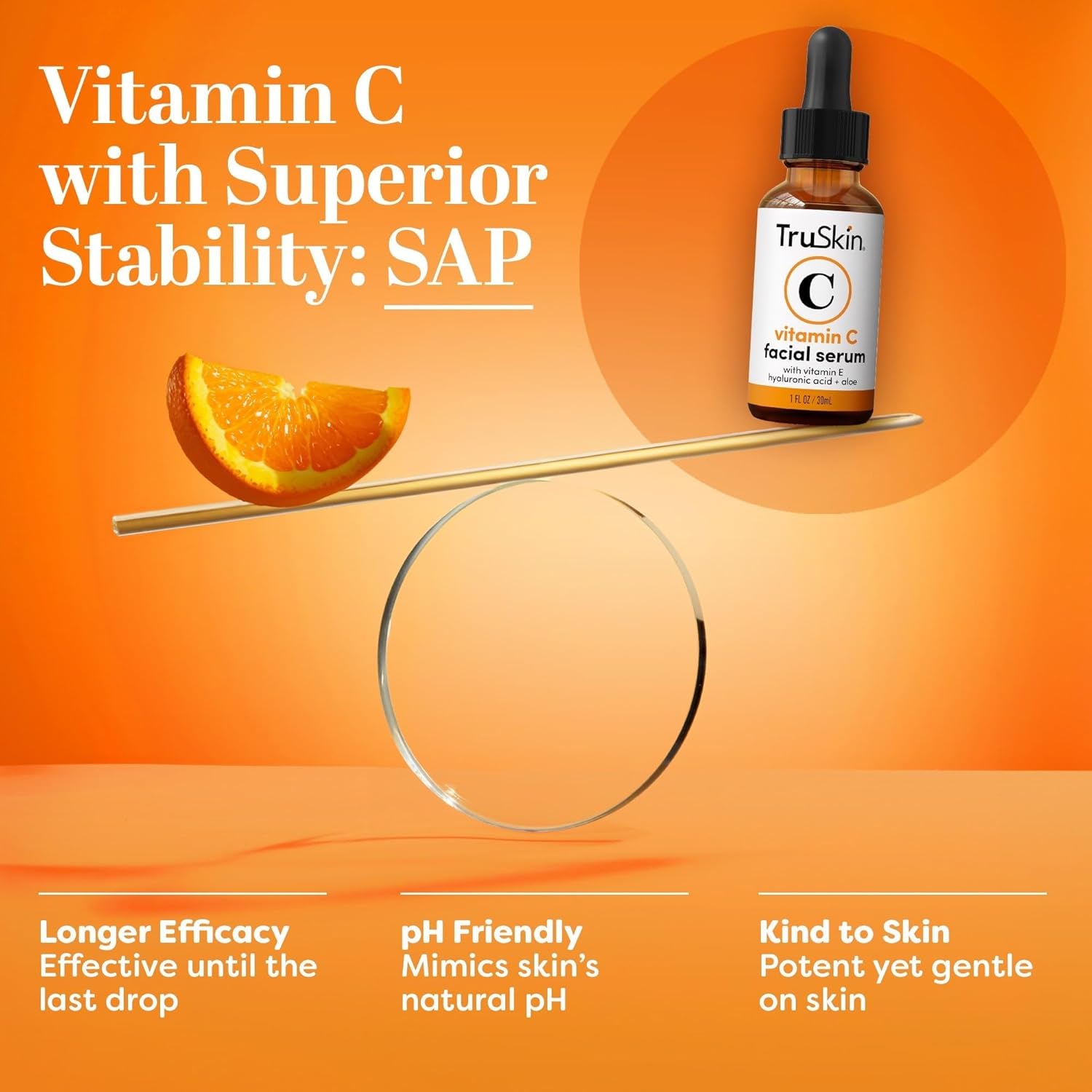 TruSkin Vitamin C Serum for Face - Brightening & Anti-Aging Treatment with Hyaluronic Acid, 1 fl oz