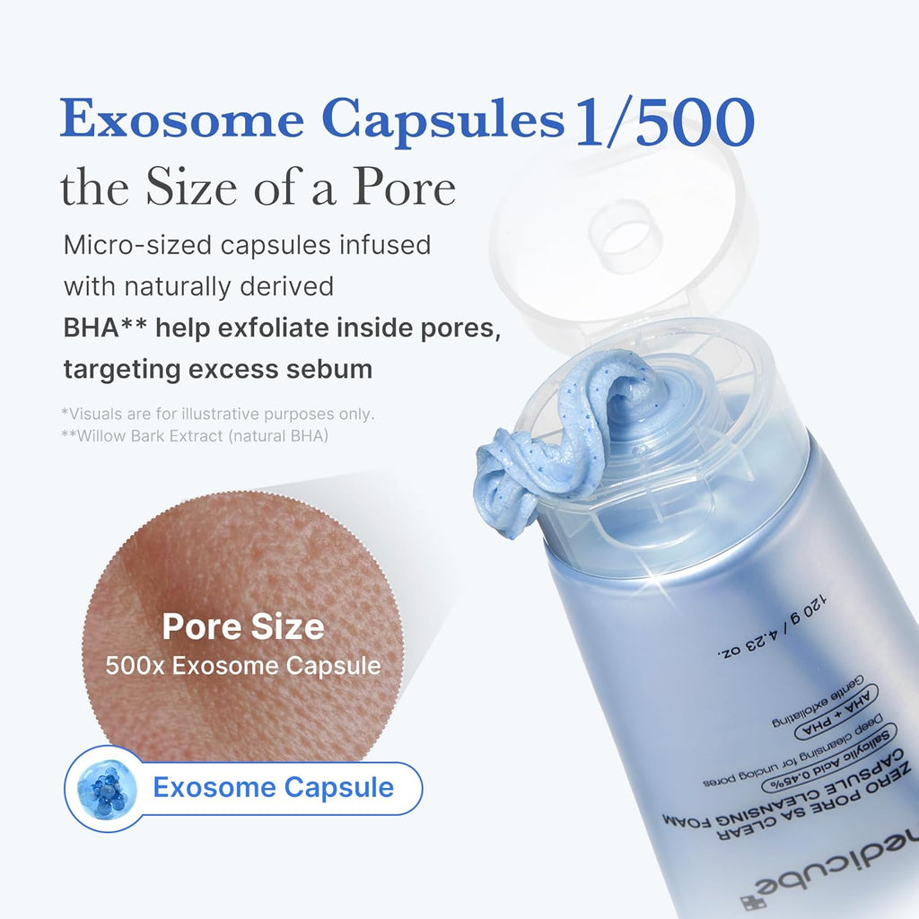 medicube Zero Pore Capsule Cleanser - Gentle Daily Foam for Blackheads & Smoother Skin, 4.23 oz