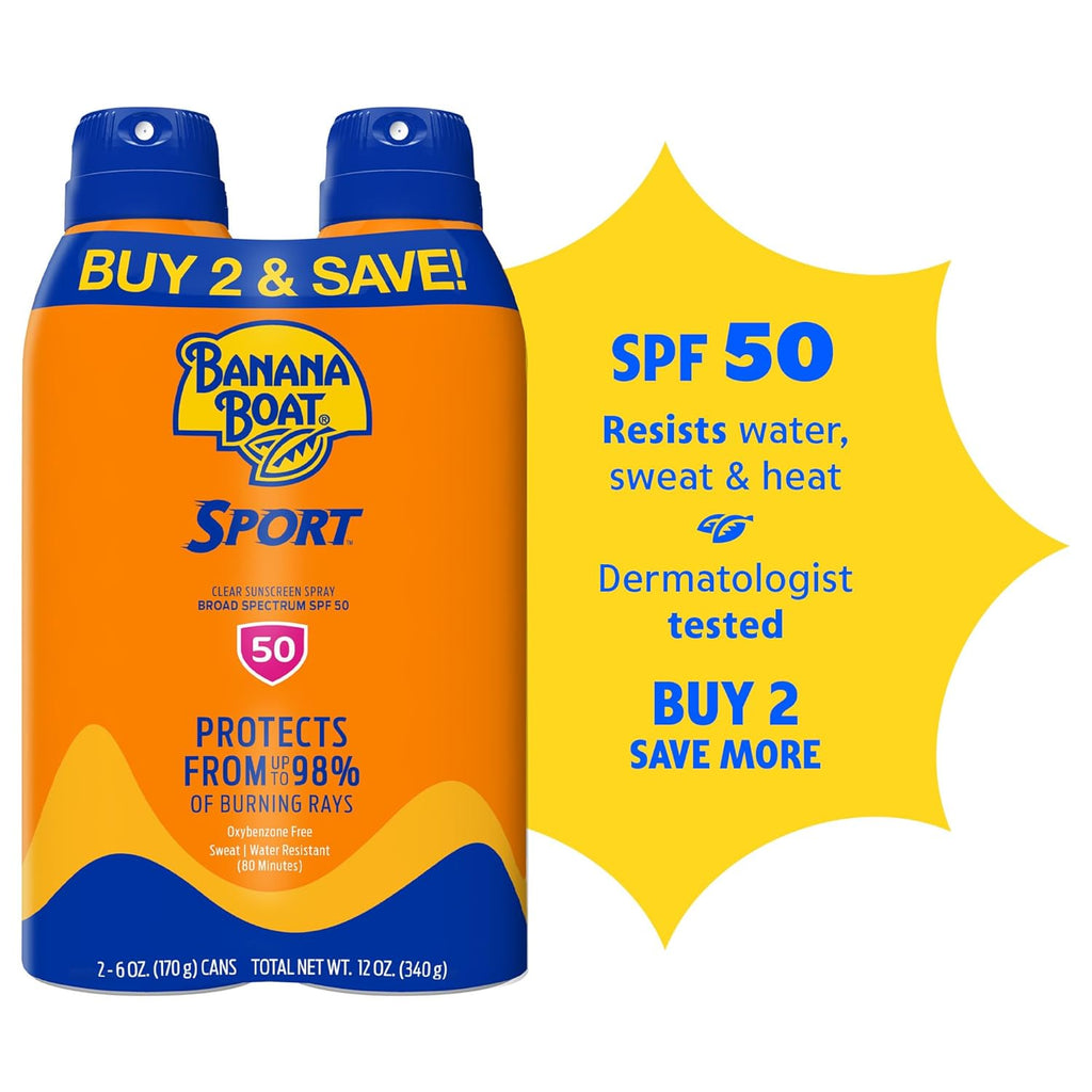 Banana Boat Sport Ultra SPF 50 Water Resistant Sunscreen Spray - Broad Spectrum Protection for Active Use