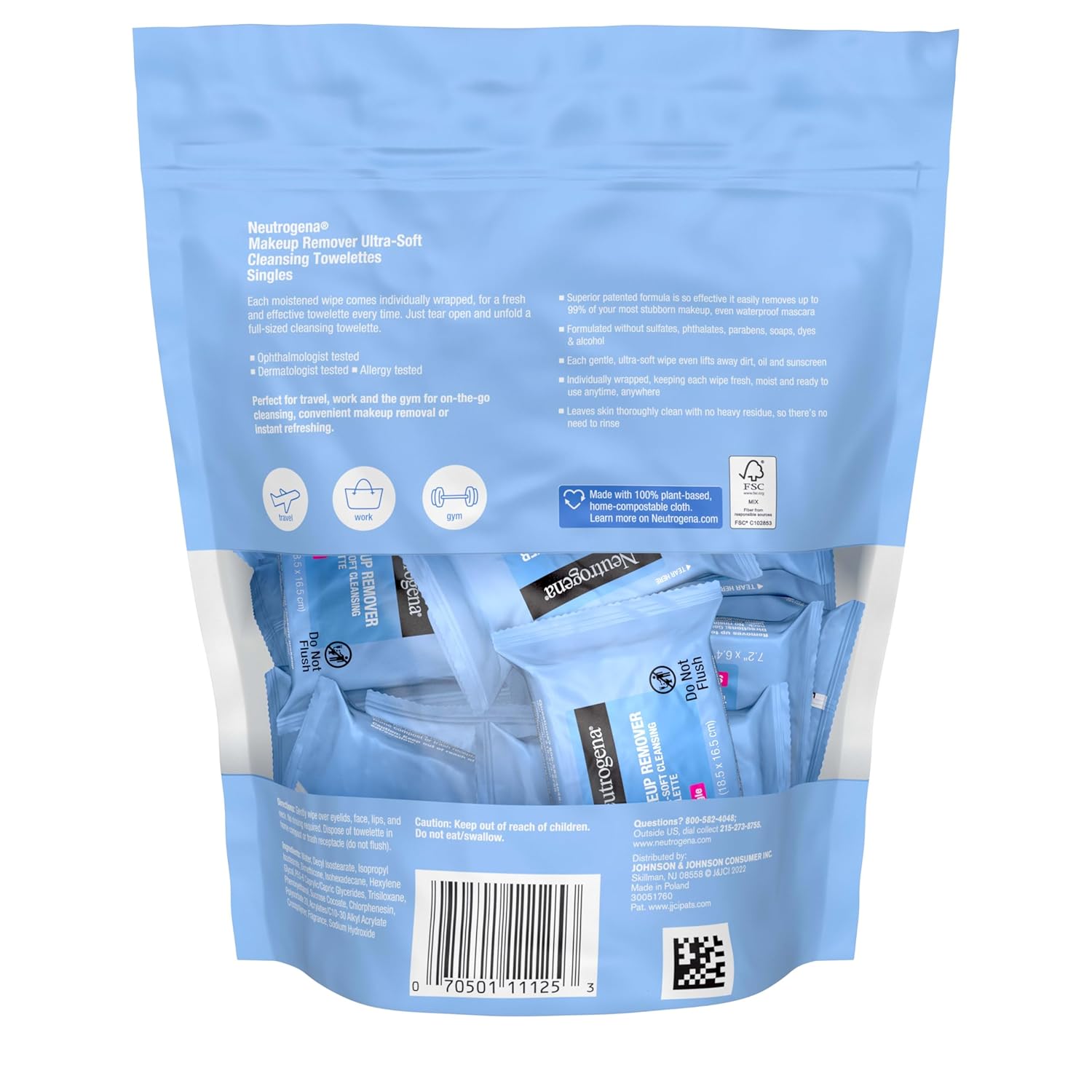 Neutrogena Makeup Remover Wipes - Daily Alcohol-Free Cleansing Towelettes (20 Count)