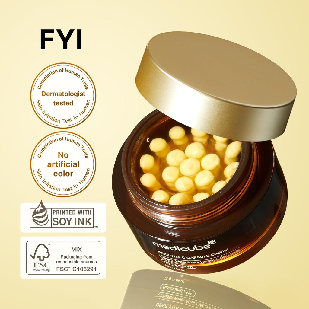 Medicube Deep Vitamin C Face Cream for Radiance & Firm Skin - Liposome-Capsulated Formula, 1.94 oz