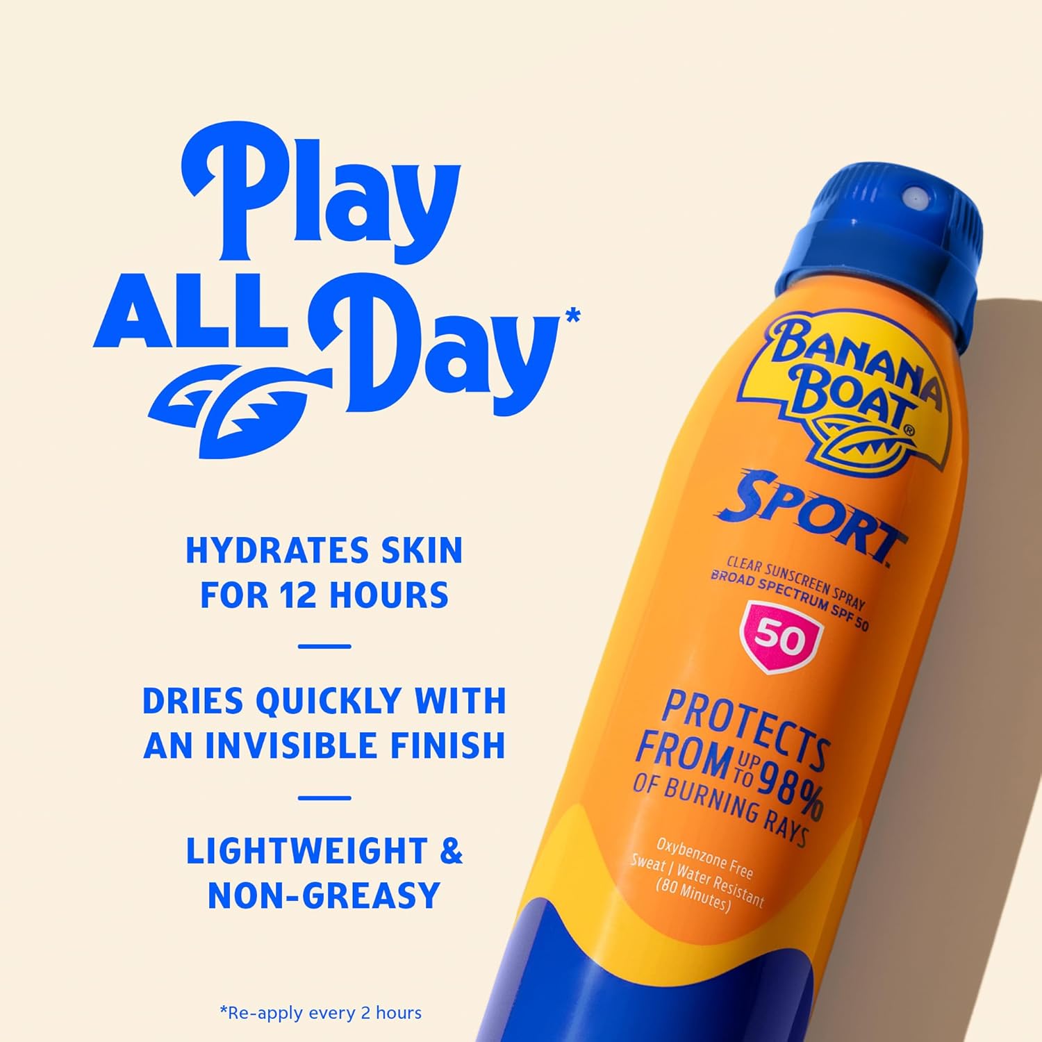 Banana Boat Sport Ultra SPF 50 Water Resistant Sunscreen Spray - Broad Spectrum Protection for Active Use