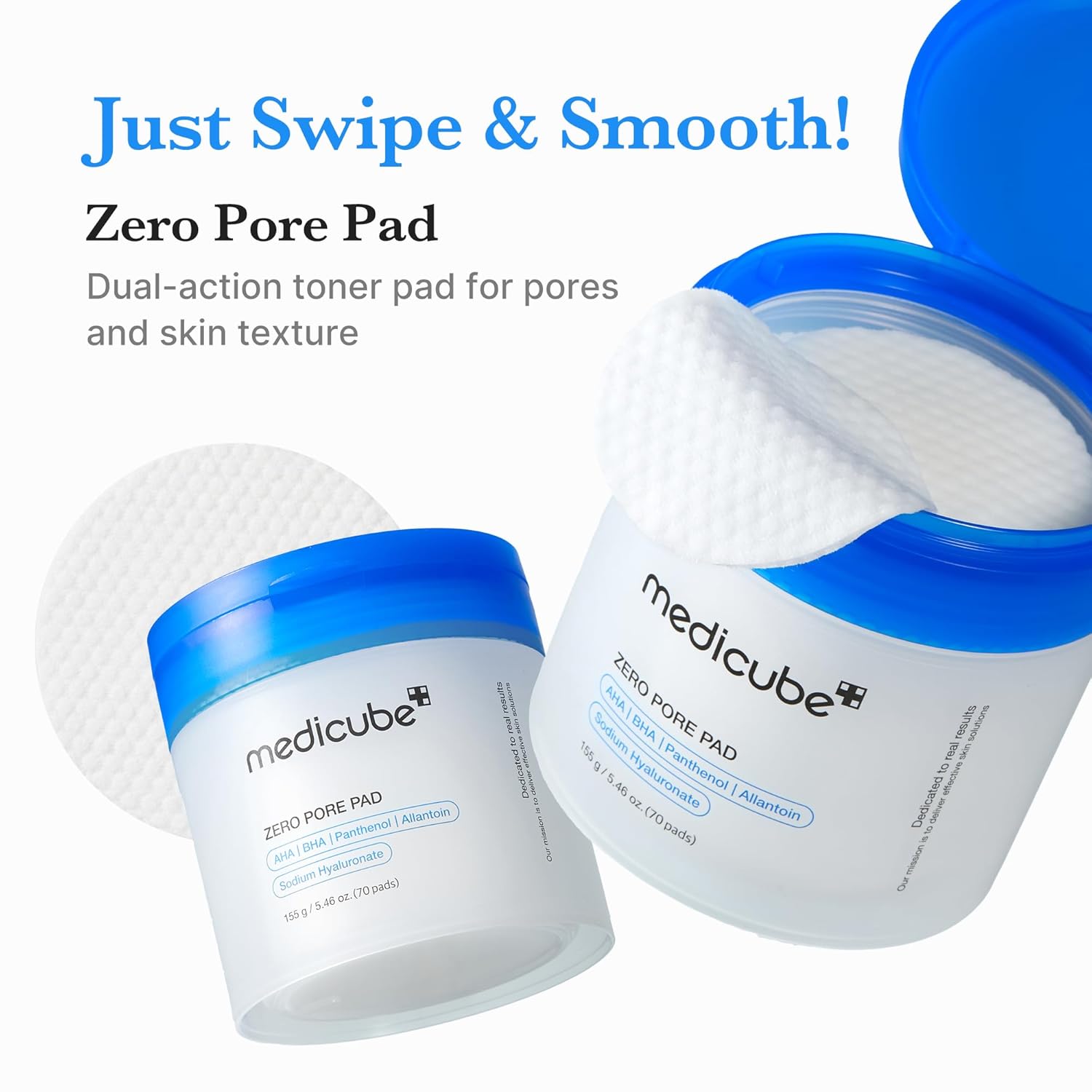 Medicube Zero Pore Pad 2.0 - Dual-Textured Toner Pads for Exfoliation & Pore Care, 70 Count