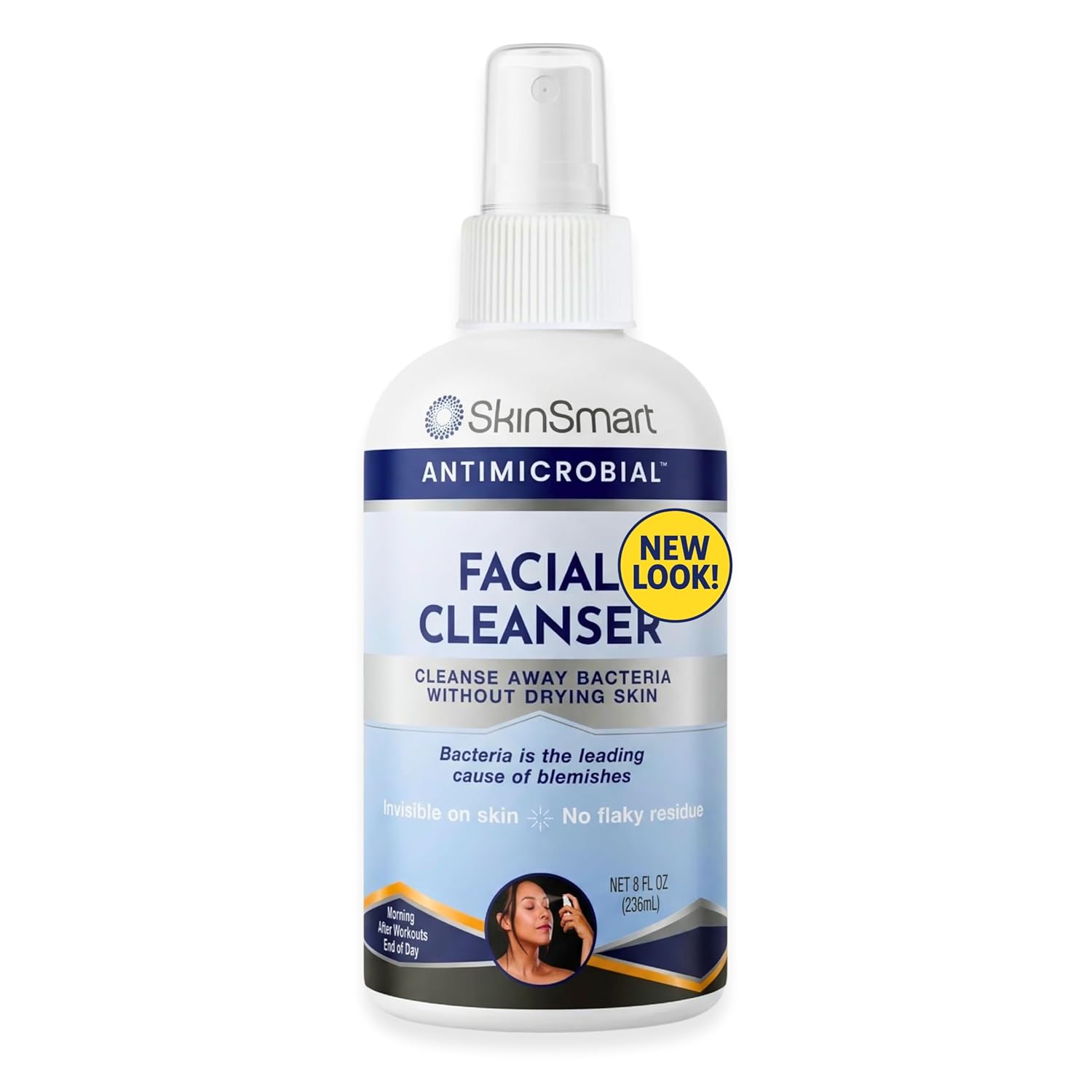 SkinSmart Antimicrobial Facial Cleanser for Breakouts - Hypochlorous Acid Spray, 8 oz