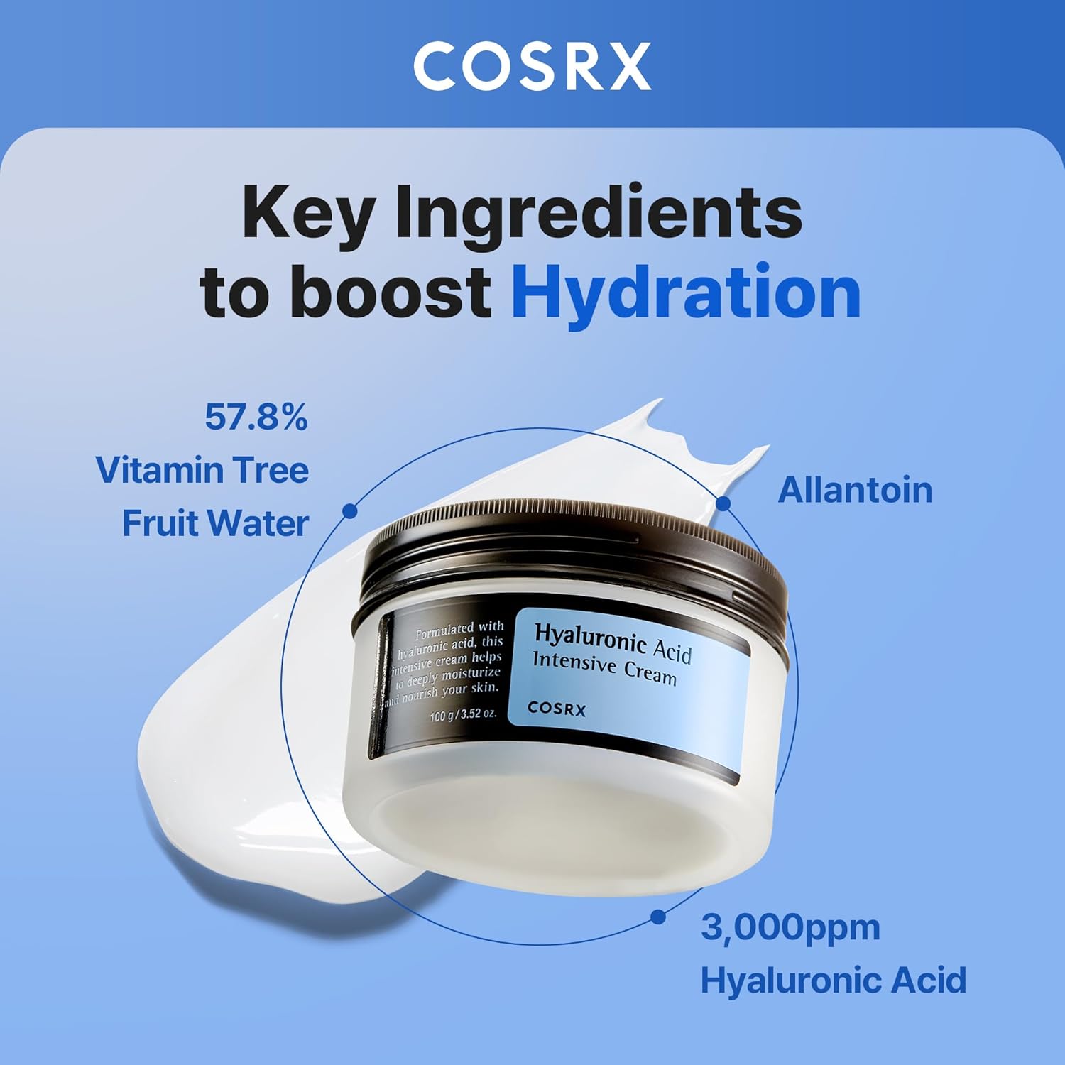 COSRX Hyaluronic Acid Moisturizer for Sensitive Skin - Lightweight & Non-Greasy, 3.52 oz