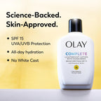 Olay Complete Face Moisturizer with SPF 15 Sunscreen - Lightweight Hydrating Lotion for Normal Skin (2 Pack)