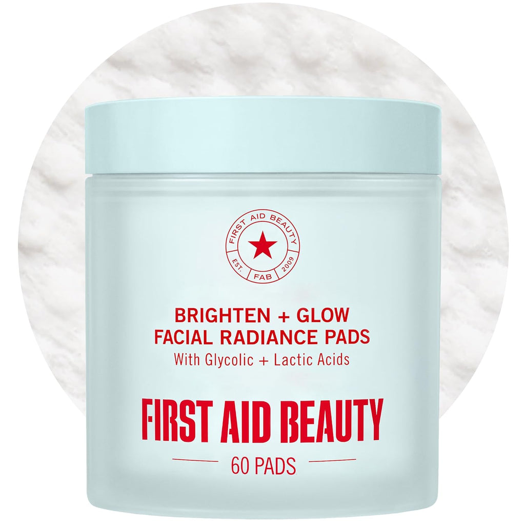 First Aid Beauty Daily Facial Treatment Pads - AHA Exfoliating & Salicylic Acid Acne Pads for Sensitive Skin, 60 Count