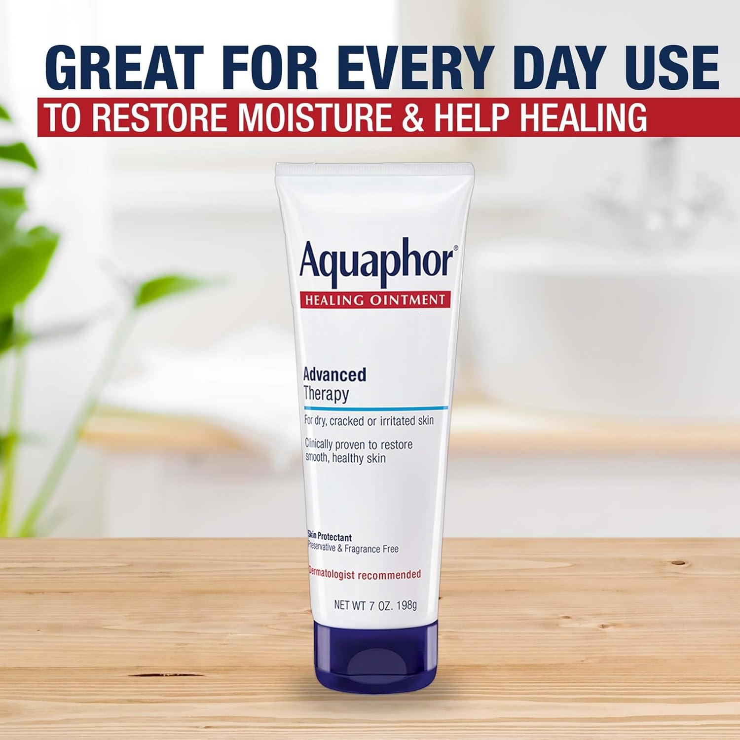 Aquaphor Healing Ointment for Dry Skin - Advanced Therapy Moisturizer, 7 Oz Tube