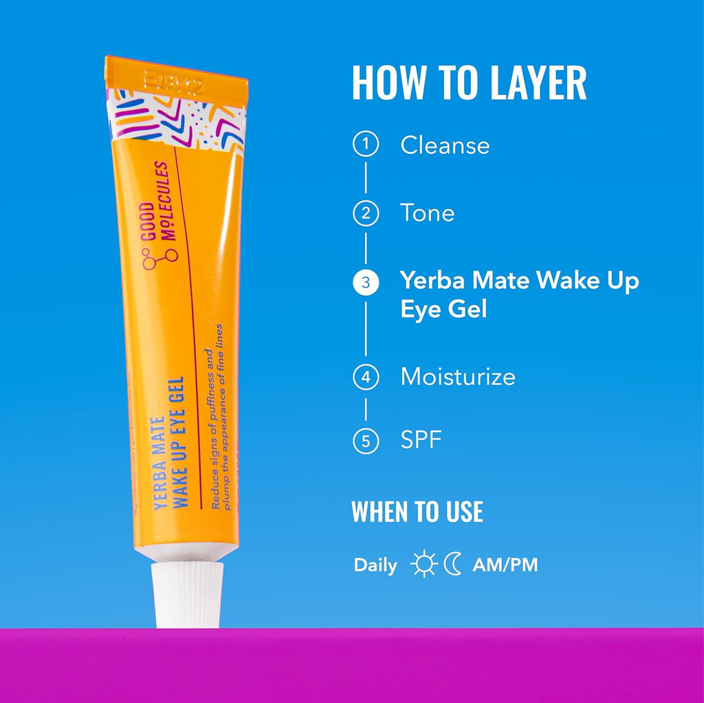 Good Molecules Wake Up Eye Gel - Hydrating Under-Eye Cream with Yerba Mate & Caffeine for Dark Circles