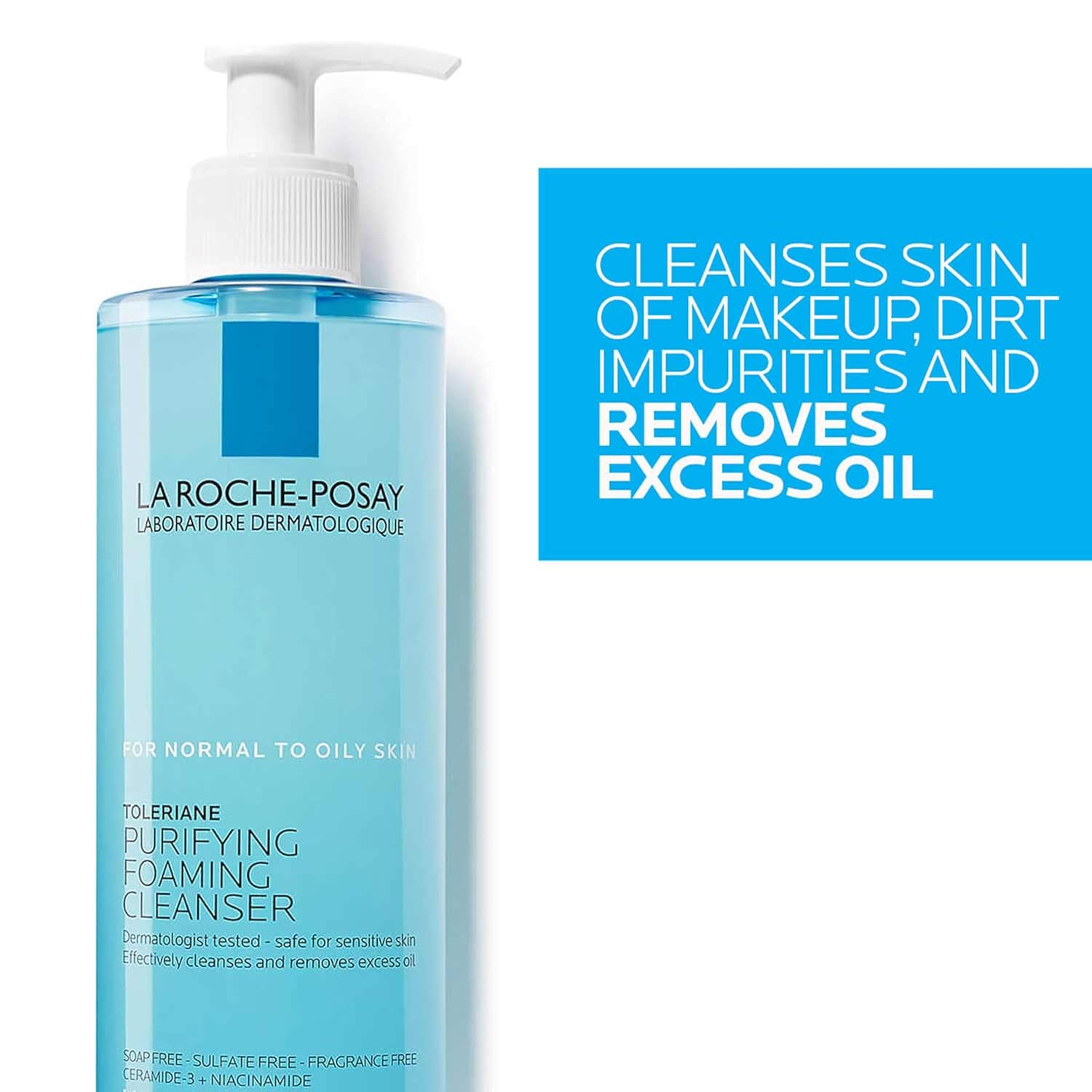La Roche-Posay Toleriane Purifying Foaming Facial Cleanser - Oil-Free & Non-Drying for Sensitive Skin