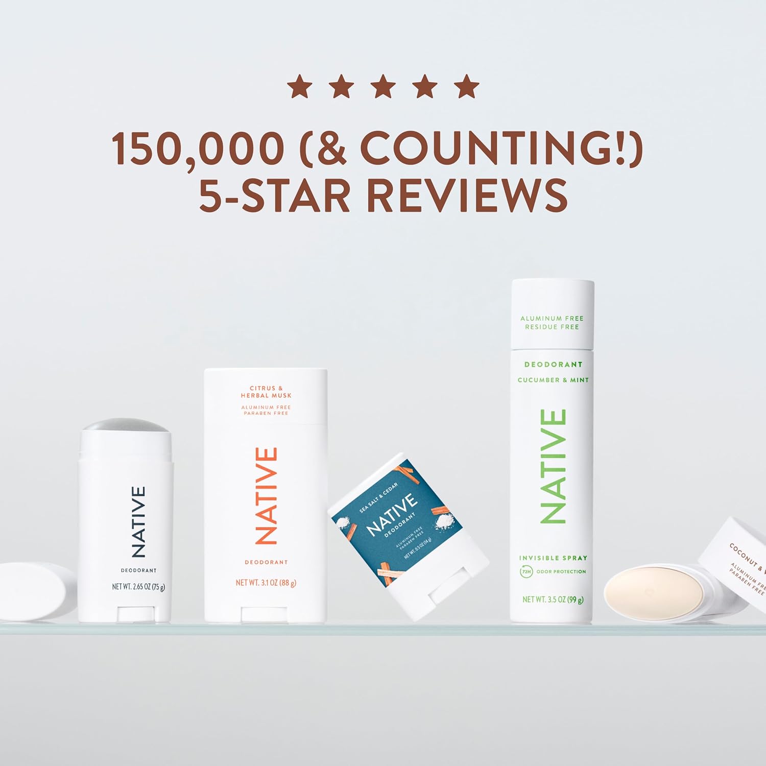 Native Deodorant - 72-Hour Odor Control with Natural Ingredients, Aluminum-Free Coconut & Vanilla