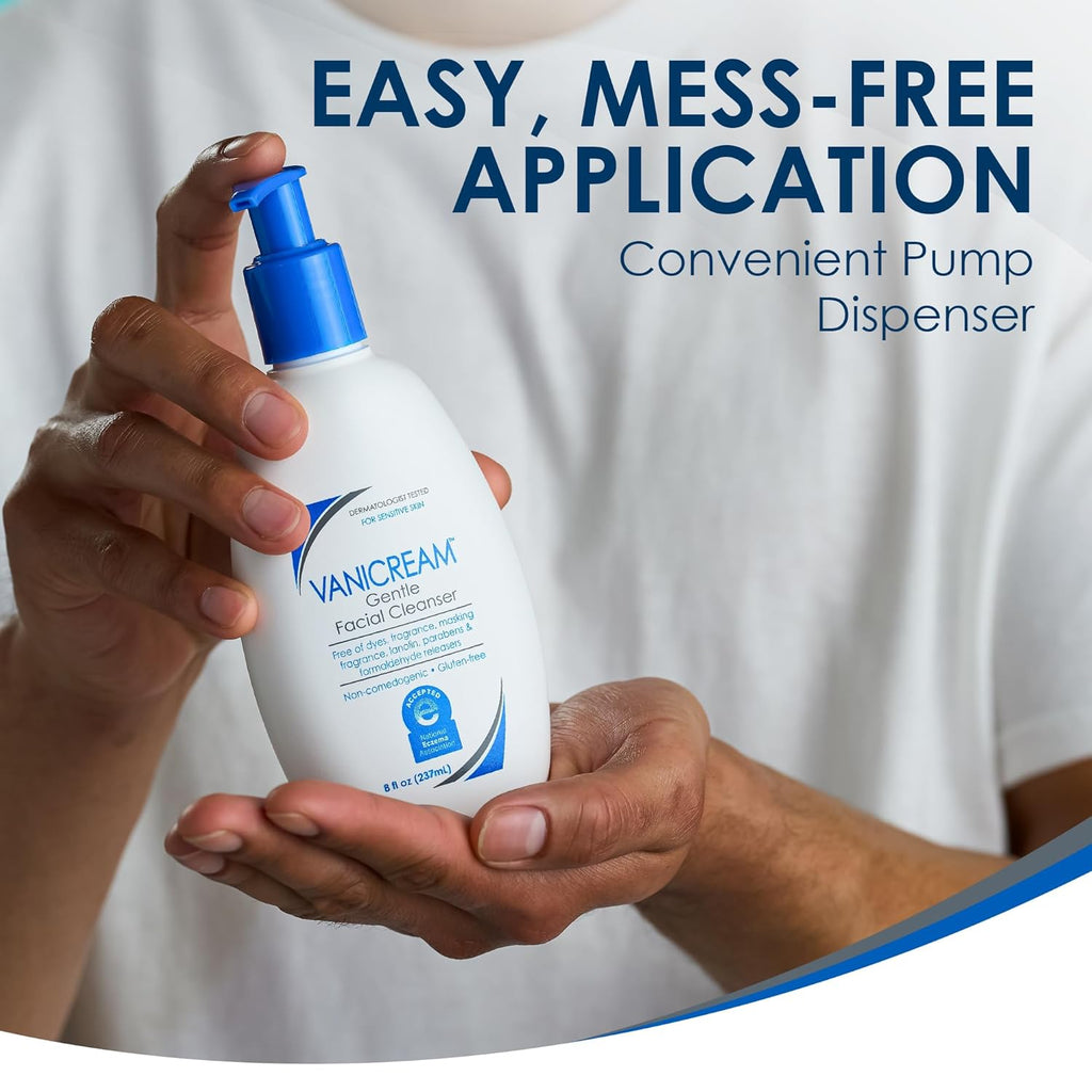 Vanicream Gentle Facial Cleanser with Pump - For Sensitive Skin, 8 fl oz