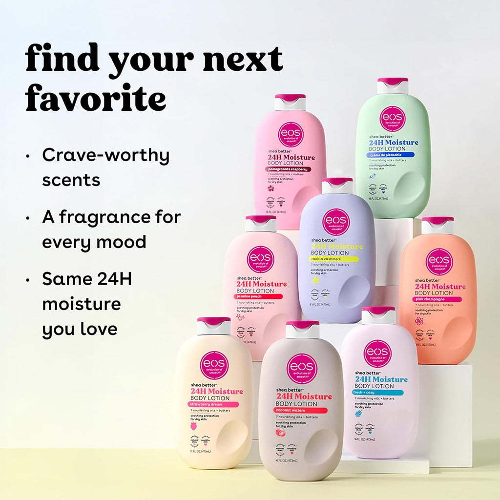 eos Shea Better Body Lotion Vanilla Cashmere - 24-Hour Moisturizing, Lightweight & Non-Greasy