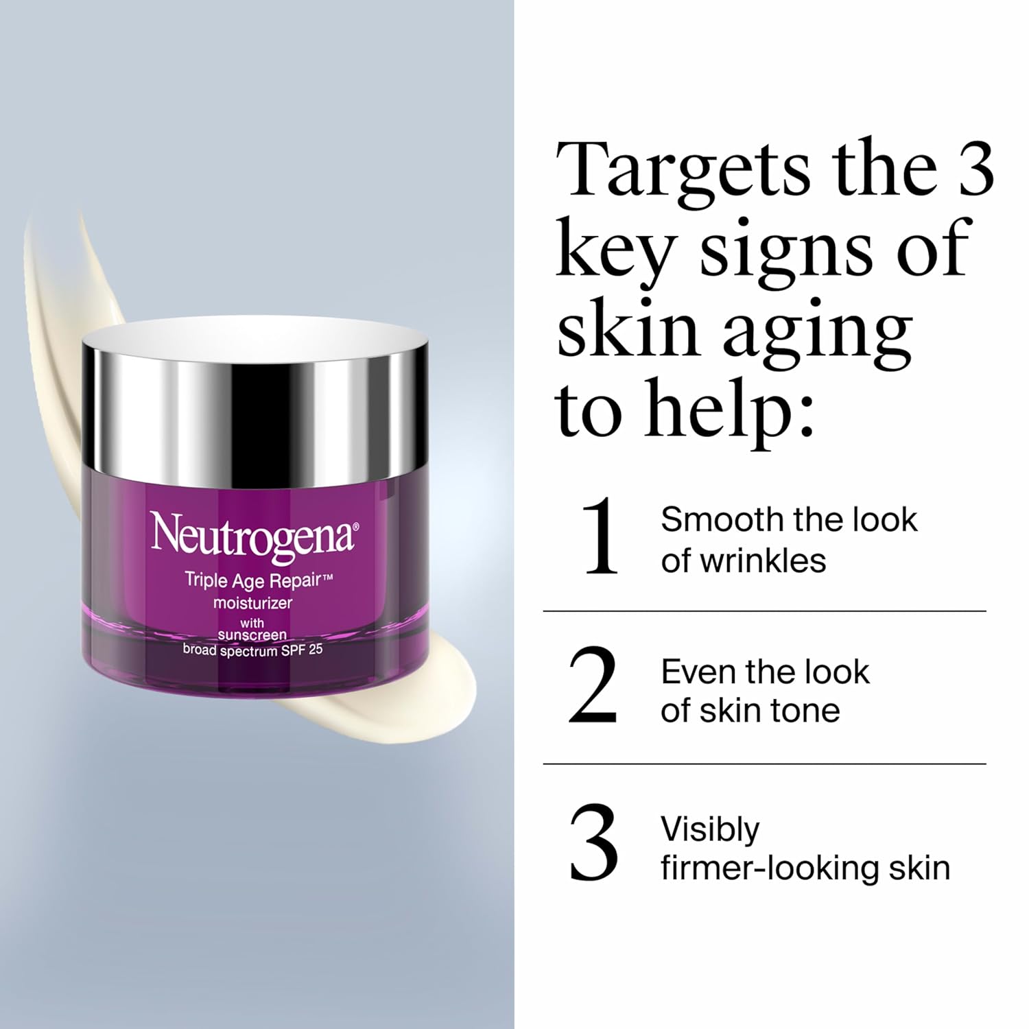 Neutrogena Triple Age Repair Face Moisturizer with Hexinol & Vitamin C - Anti-Wrinkle SPF 25 Cream for All Skin Types, 1.7 oz