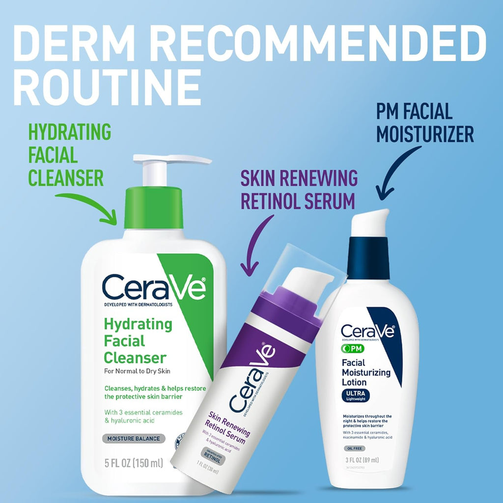 CeraVe PM Night Moisturizing Lotion for Face - Oil-Free, Lightweight Formula with Hyaluronic Acid & Niacinamide, 3 Oz