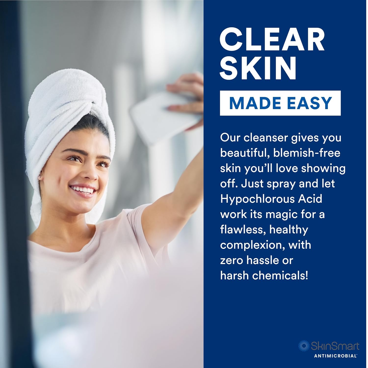 SkinSmart Antimicrobial Facial Cleanser for Breakouts - Hypochlorous Acid Spray, 8 oz
