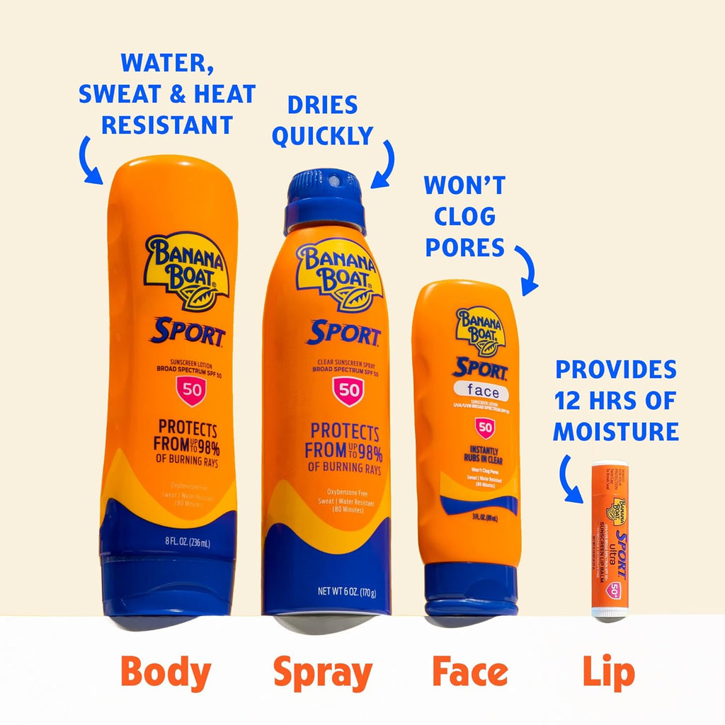 Banana Boat Sport Ultra SPF 50 Water Resistant Sunscreen Spray - Broad Spectrum Protection for Active Use