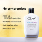 Olay Complete+ Fragrance-Free SPF 40 Face Moisturizer - No White Cast for Sensitive Skin, 6 Oz