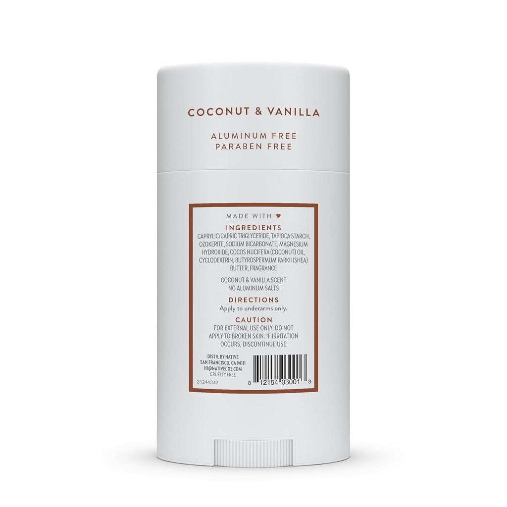 Native Deodorant - 72-Hour Odor Control with Natural Ingredients, Aluminum-Free Coconut & Vanilla