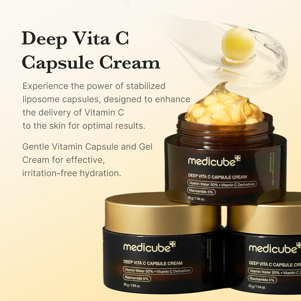 Medicube Deep Vitamin C Face Cream for Radiance & Firm Skin - Liposome-Capsulated Formula, 1.94 oz