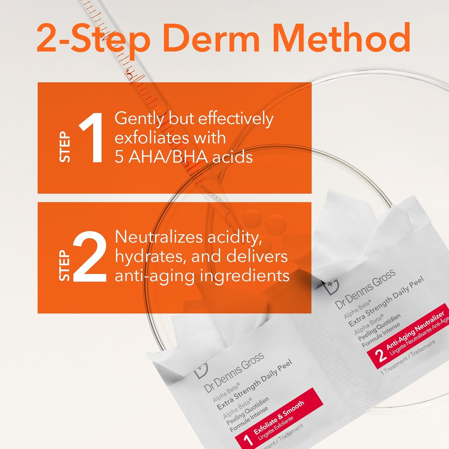 Dr. Dennis Gross Alpha Beta Extra Strength Daily Peel - 2-Step Exfoliating Pads for Smoother Skin & Radiance, 5 Treatments