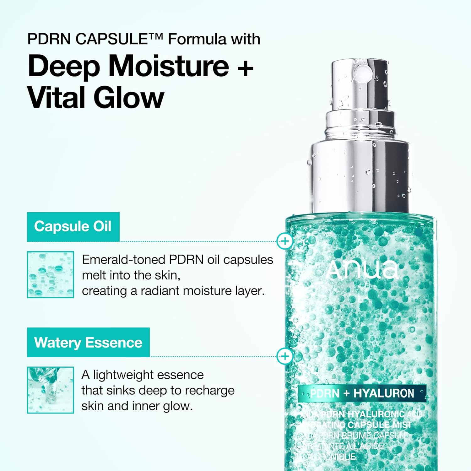 ANUA PDRN Collagen Glow Facial Serum Spray - Hydrating Face Mist for Dewy Skin, All Skin Types, 3.38 fl oz