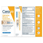 CeraVe Hydrating Mineral Sunscreen SPF 30 with Sheer Tint - For All Skin Types, 1.7 fl oz