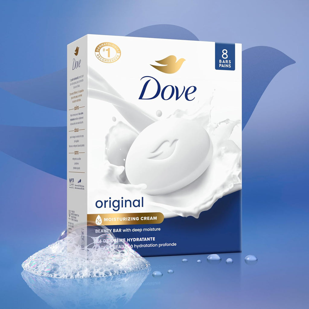 Dove Beauty Bar Soap Original - Moisturizing Body Cleanser for Dry Skin (8 Count)