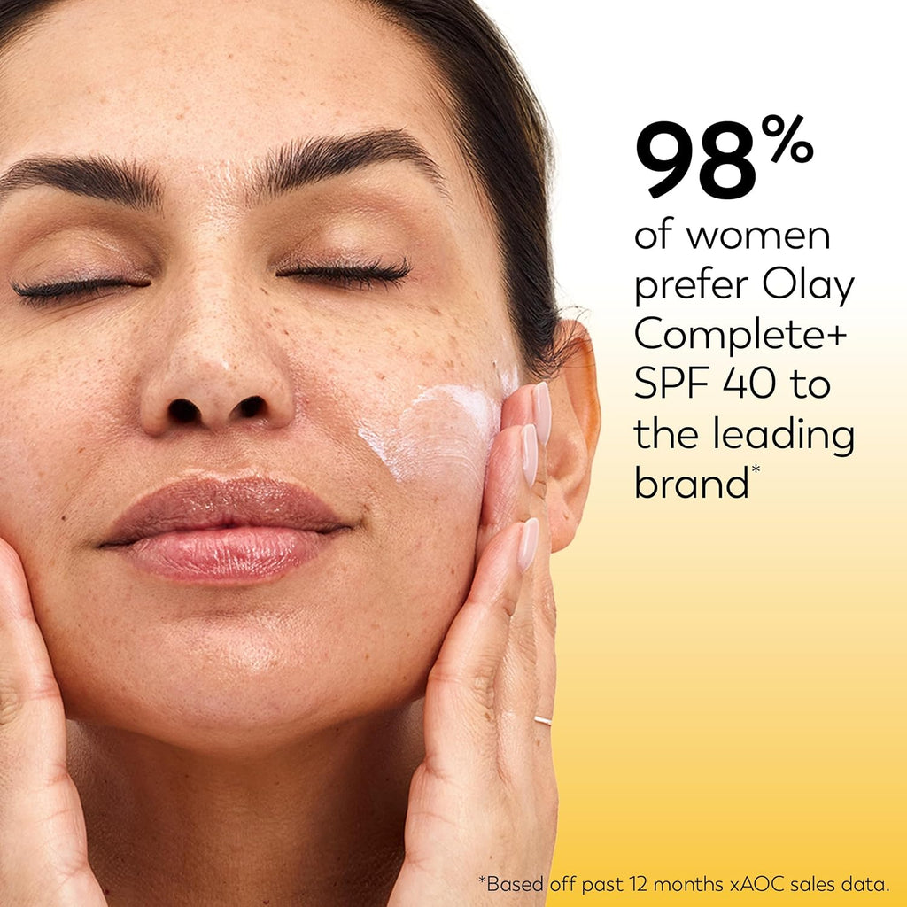 Olay Complete+ Fragrance-Free SPF 40 Face Moisturizer - No White Cast for Sensitive Skin, 6 Oz
