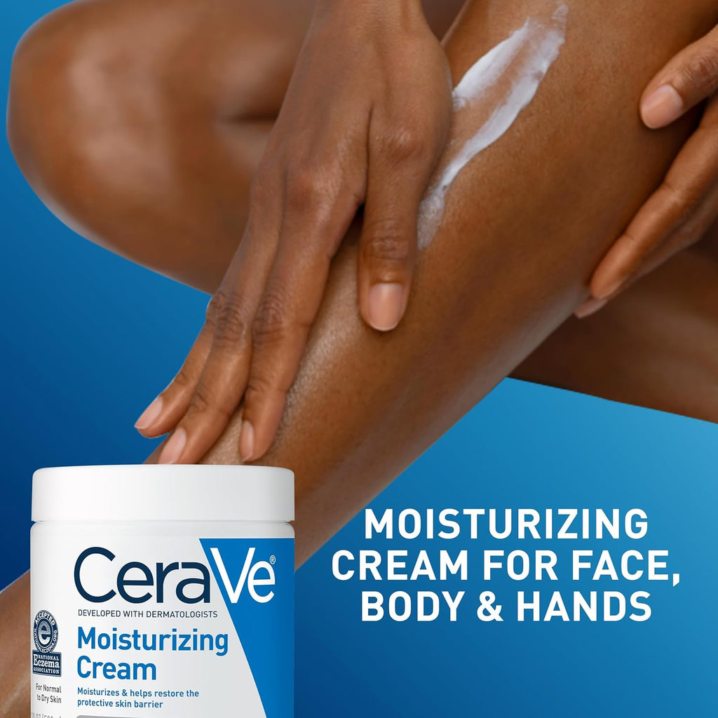 CeraVe Moisturizing Cream - 24-Hour Hydration for Dry Skin, Face & Body Cream with Ceramides & HA, 19 oz