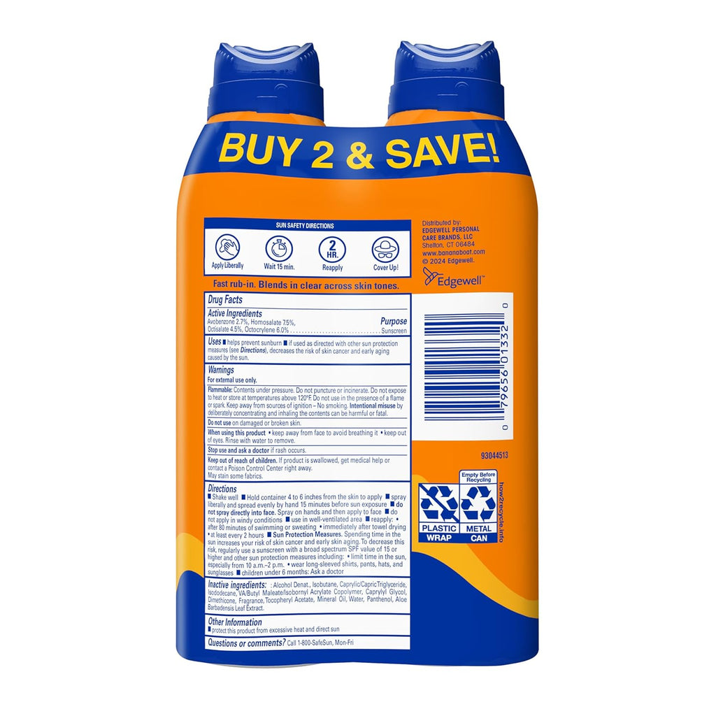 Banana Boat Sport Ultra SPF 50 Water Resistant Sunscreen Spray - Broad Spectrum Protection for Active Use