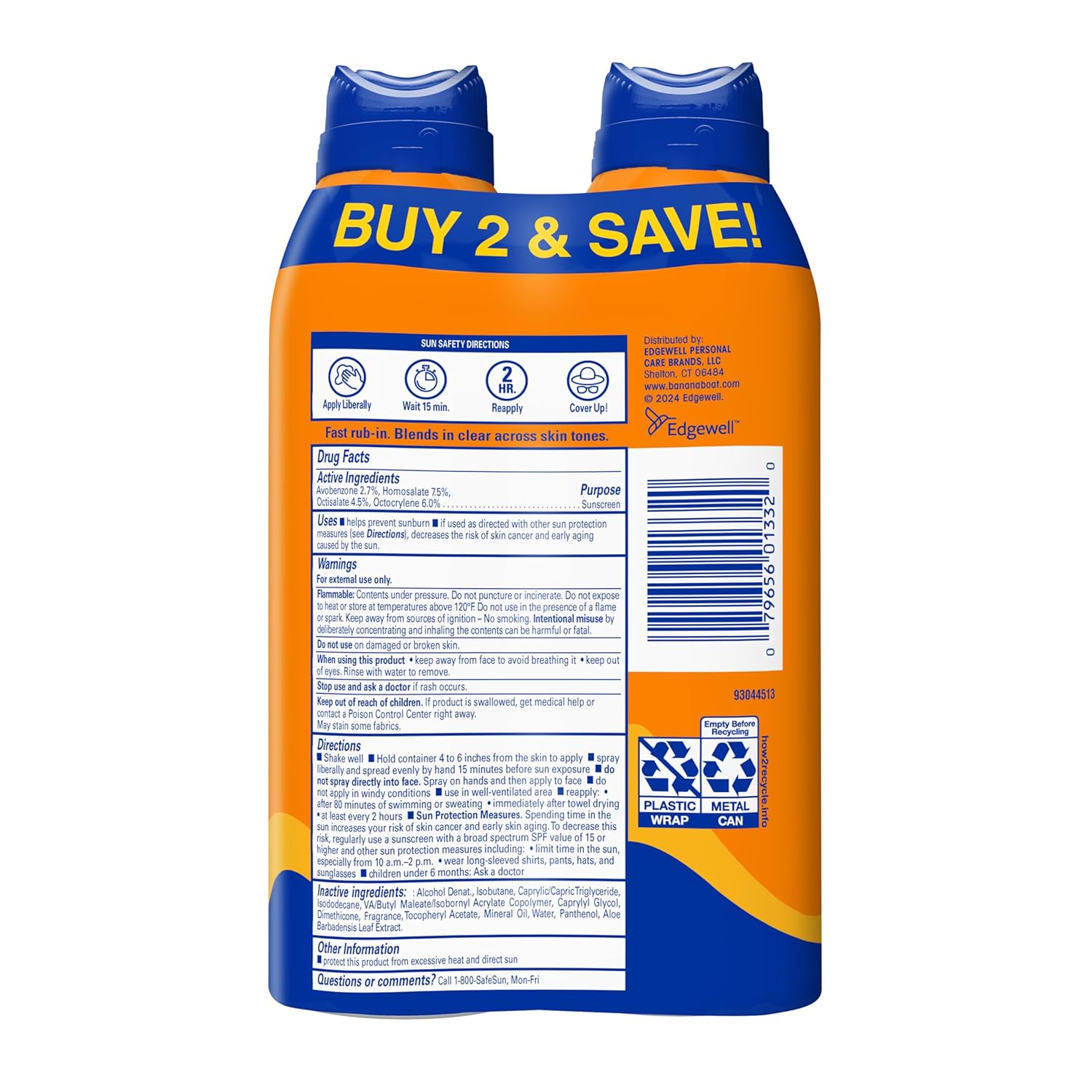 Banana Boat Sport Ultra SPF 50 Water Resistant Sunscreen Spray - Broad Spectrum Protection for Active Use