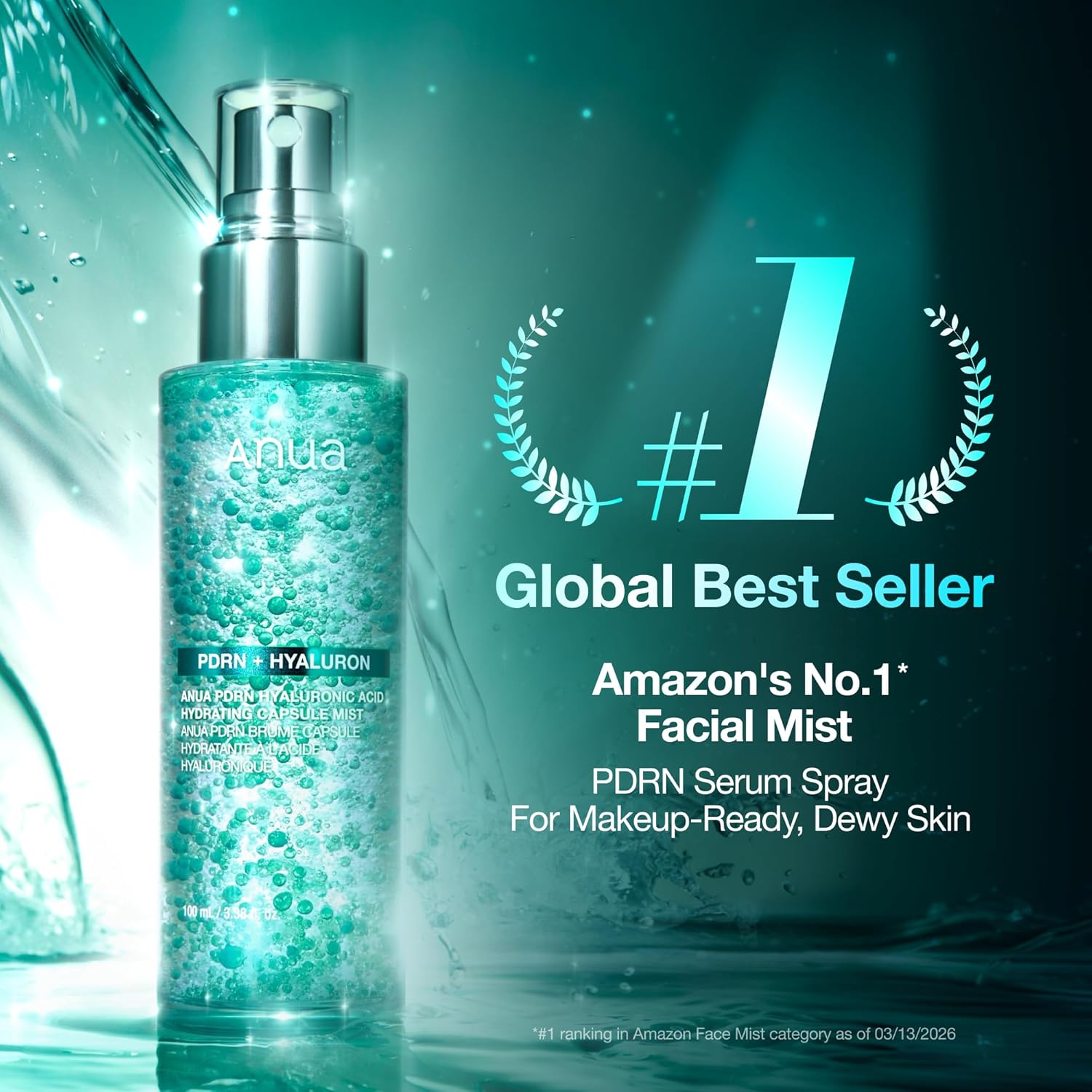 ANUA PDRN Collagen Glow Facial Serum Spray - Hydrating Face Mist for Dewy Skin, All Skin Types, 3.38 fl oz