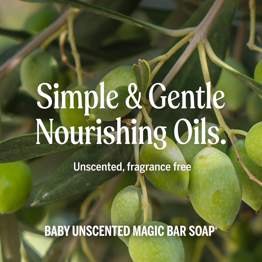 Dr. Bronner's Pure-Castile Baby Unscented Bar Soap - Gentle for Sensitive Skin, 2 Pack