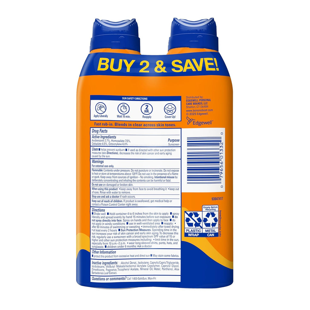 Banana Boat Sport Ultra SPF 50 Water Resistant Sunscreen Spray - Broad Spectrum Protection for Active Use