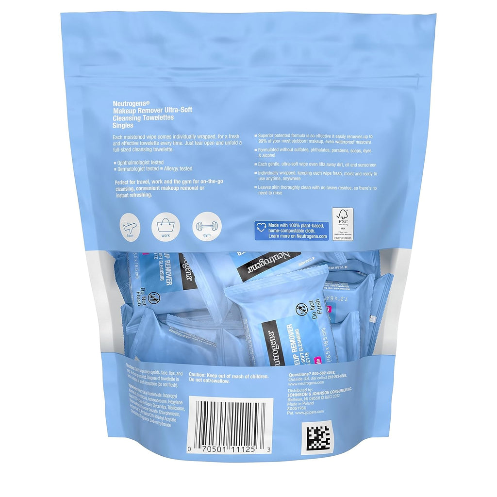 Neutrogena Makeup Remover Wipes - Daily Alcohol-Free Cleansing Towelettes (20 Count)